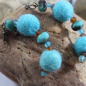 Handmade felt ball earrings